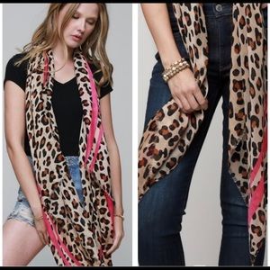 New! Pink Stripe Leopard Universal Scarf Wrap Hair